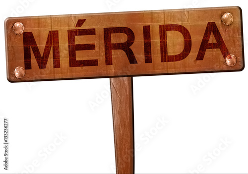 Merida road sign, 3D rendering