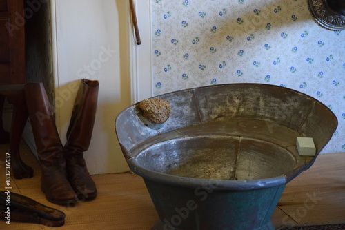 Old tin bathtub