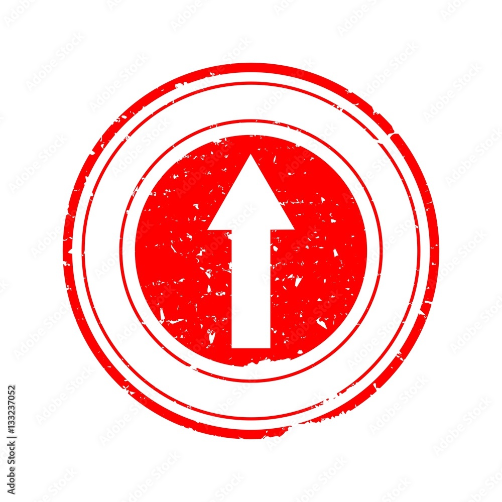 Damaged round red stamp with straight arrow - vector eps Damaged round red stamp with straight arrow - vector eps