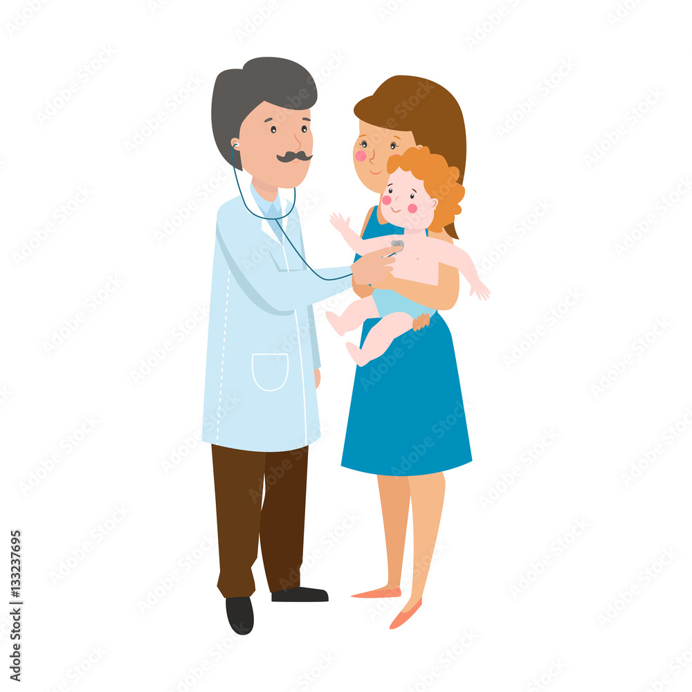 Young mother and doctor vector illustration. Young mother and doctor vector illustration.