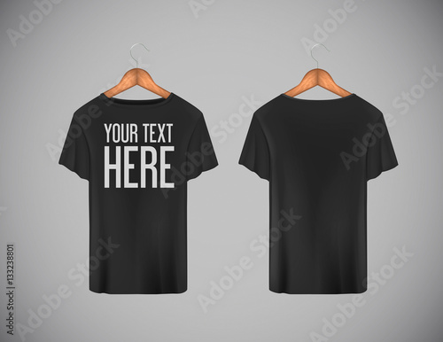 Men blackT-shirt. Realistic mockup whit brand text for advertisi