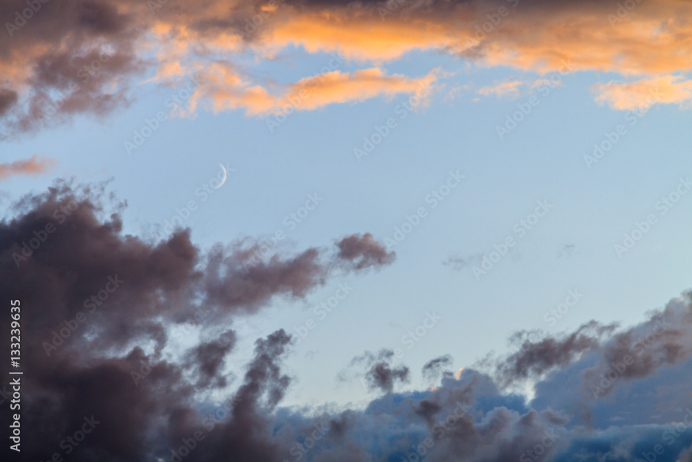 The new moon in the evening sky in the Eid al-Adha.