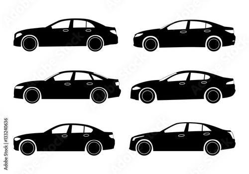 car icon. business sedan. set