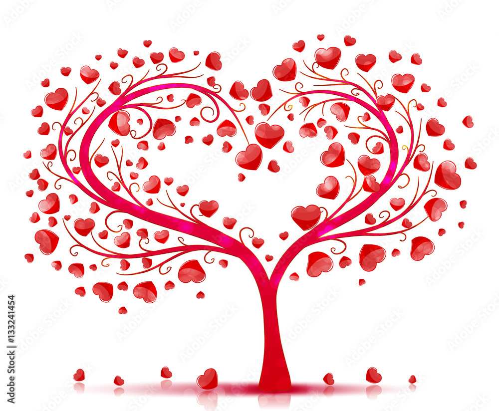 Naklejka Wektor drzewo miłości