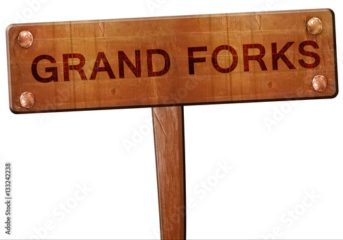 grand forks road sign, 3D rendering