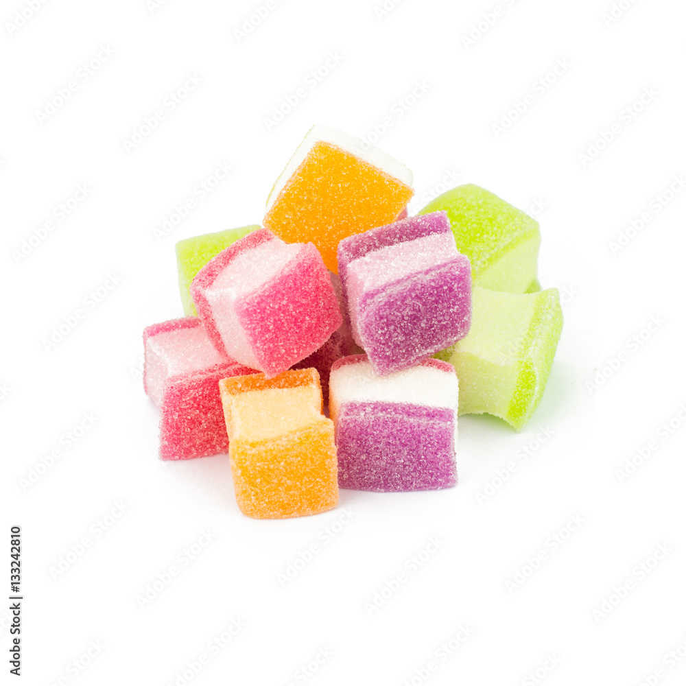 marshmallow with gelatin dessert isolated on white marshmallow with gelatin dessert isolated on white