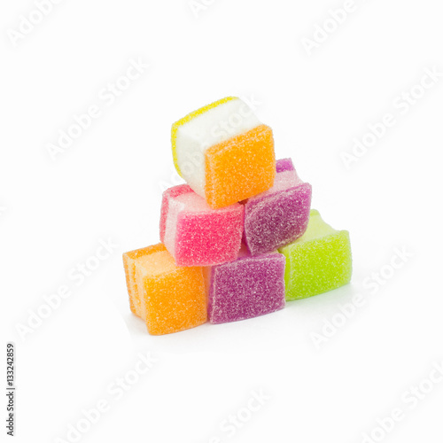 marshmallow with gelatin dessert isolated on white