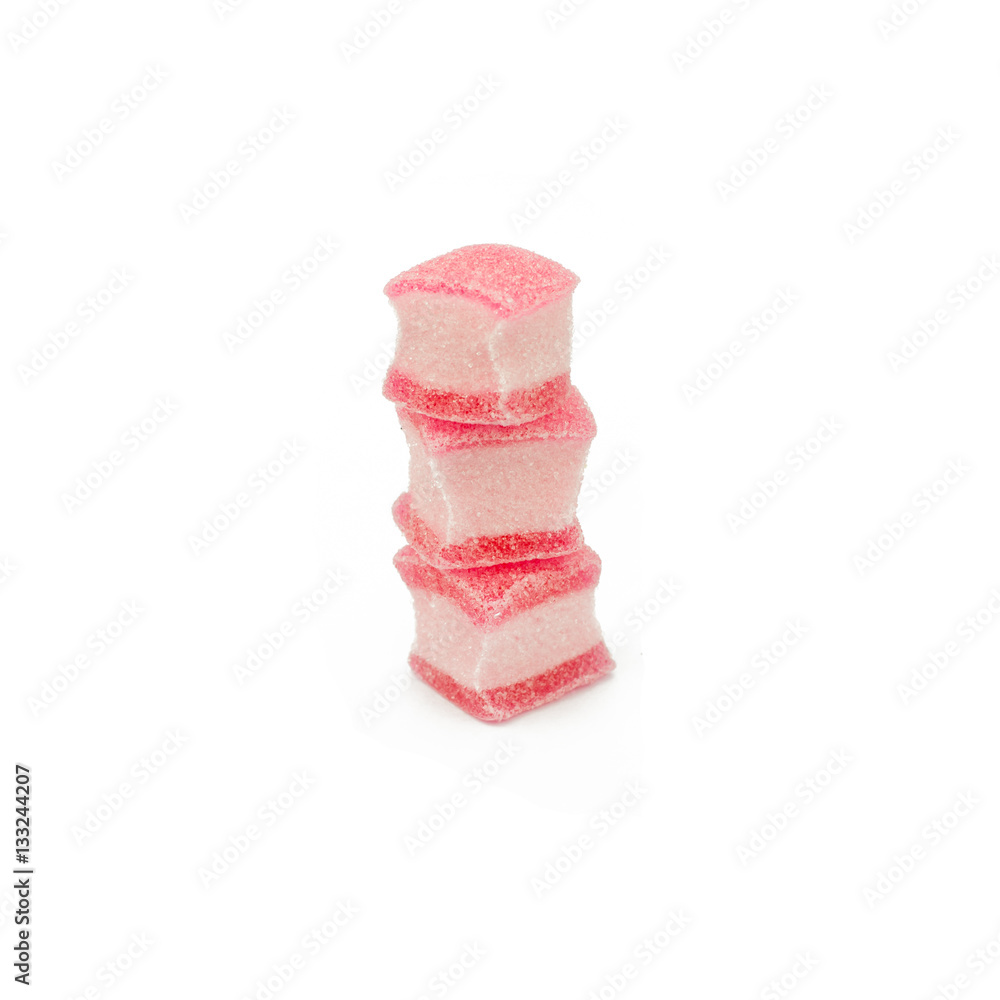 marshmallow with gelatin dessert isolated on white marshmallow with gelatin dessert isolated on white