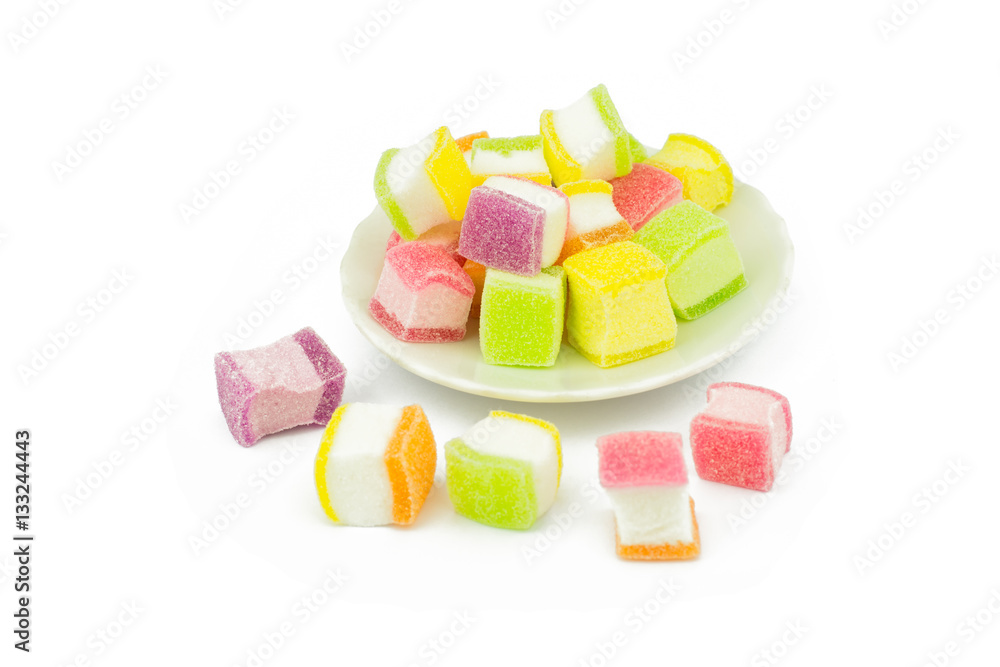 marshmallow with gelatin dessert isolated on white marshmallow with gelatin dessert isolated on white
