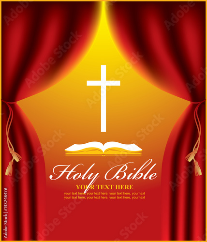 hall for Christian preaching with a cross and bible