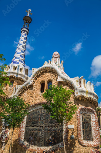 building in Park Guell Barcelona Spain