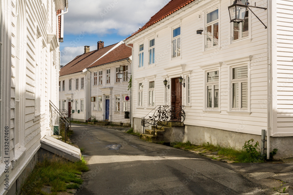White houses of Flekkefjord, Norway