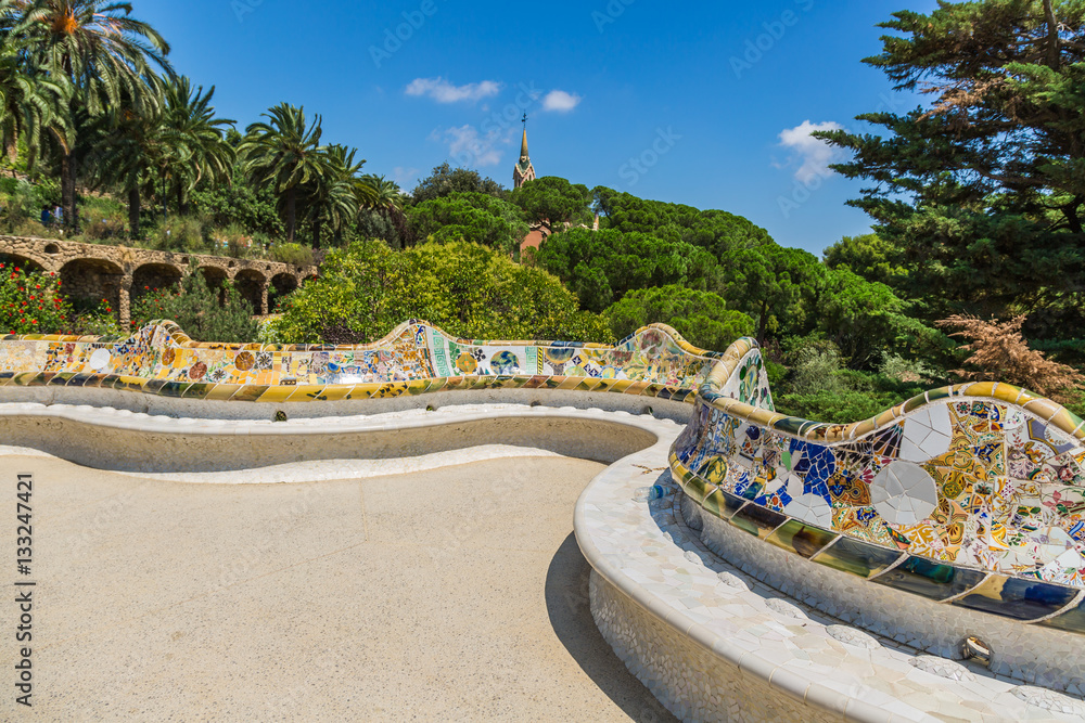 Mosaic Bench in Park Guell Barcelona