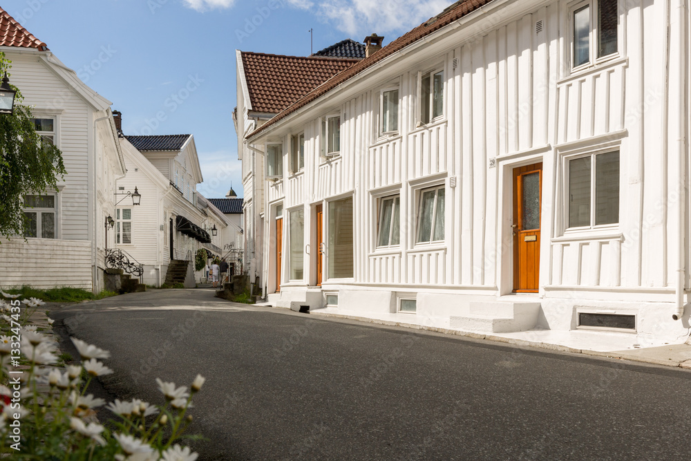 White houses of Flekkefjord, Norway