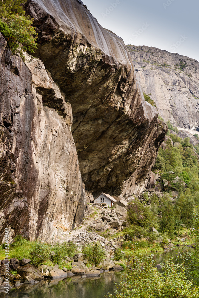 Overhanging cliff, called 'Helleren', near to the village Heller Overhanging cliff, called 'Helleren', near to the village Heller