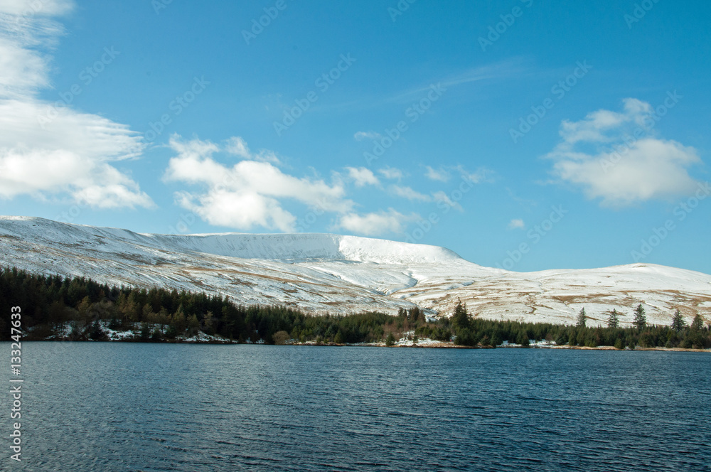Mountain lakes in the Brecon beacons of Wales.