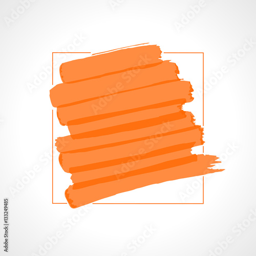 Hand drawn orange highlighter stripes. Marker strokes background template. Optimized for one click color changes. Transparent colors EPS10 vector illustration.