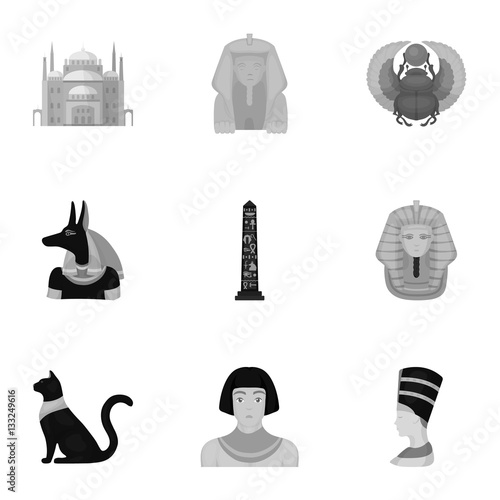 Ancient Egypt set icons in monochrome style. Big collection of ancient Egypt vector symbol stock illustration