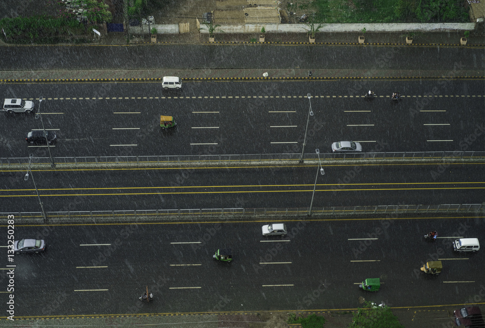 Aerial View of Ferozepur Road Lahore with rain Aerial View of Ferozepur Road Lahore with rain