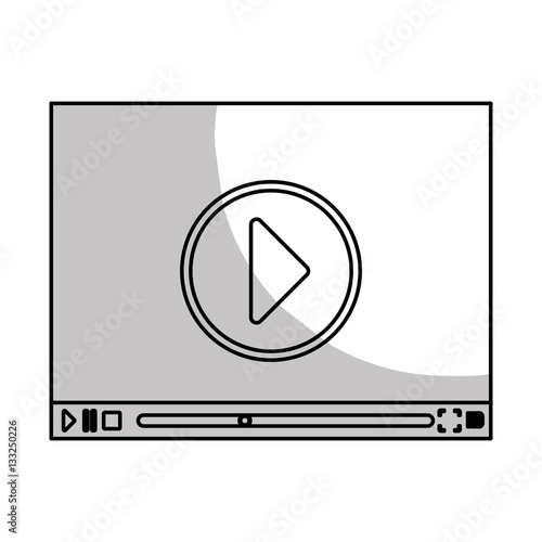 video player with play button over white background. entertainment and technology design. vector illustration