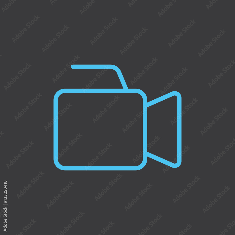 thin line video production camera blue icon on dark background thin line video production camera blue icon on dark background