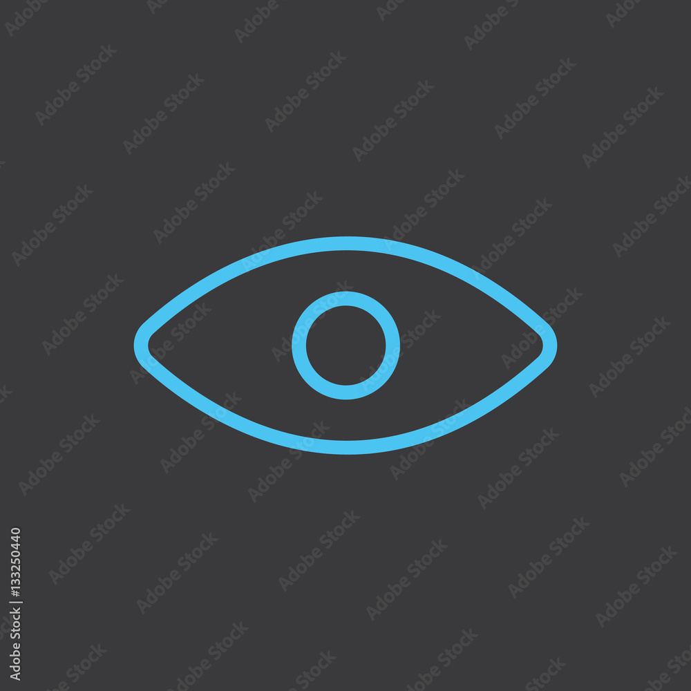 thin line eye blue icon on dark background thin line eye blue icon on dark background