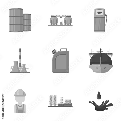 Oil industry set icons in monochrome style. Big collection of oil industry vector symbol stock illustration