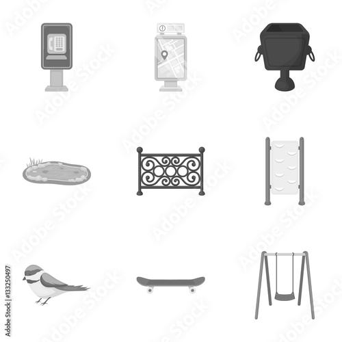Park set icons in monochrome style. Big collection of park vector symbol stock illustration
