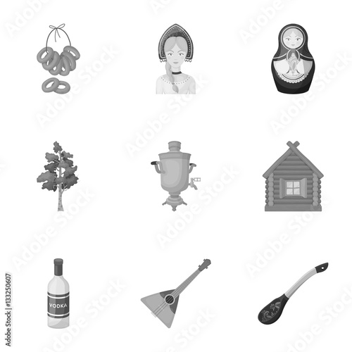Russia country set icons in monochrome style. Big collection of Russia country vector symbol stock illustration