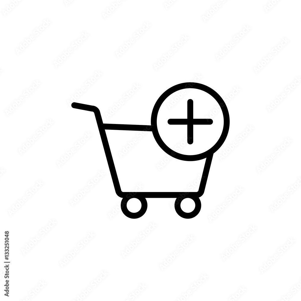 thin line shopping card, trolley icon on white background thin line shopping card, trolley icon on white background
