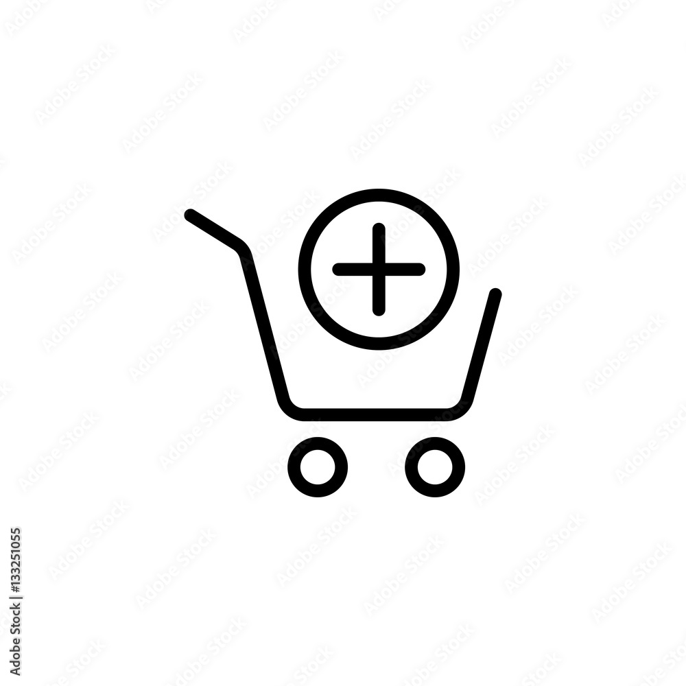 thin line shopping card, trolley icon on white background thin line shopping card, trolley icon on white background