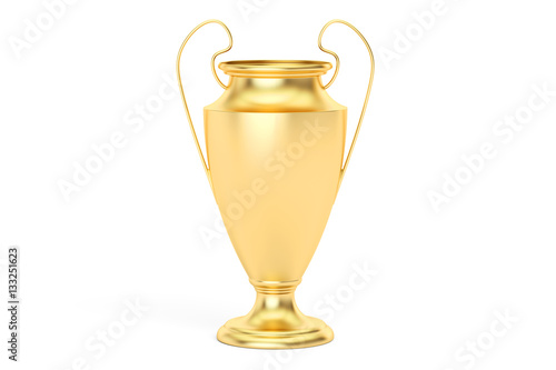 Gold trophy cup award, 3D rendering