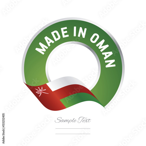 Made in Oman flag green color label button banner