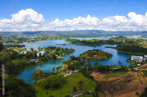 Panoramic view from Rock of Guatape in  Medellin  Colombia 