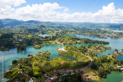 Panoramic view from Rock of Guatape in  Medellin, Colombia  © sevenkingdom