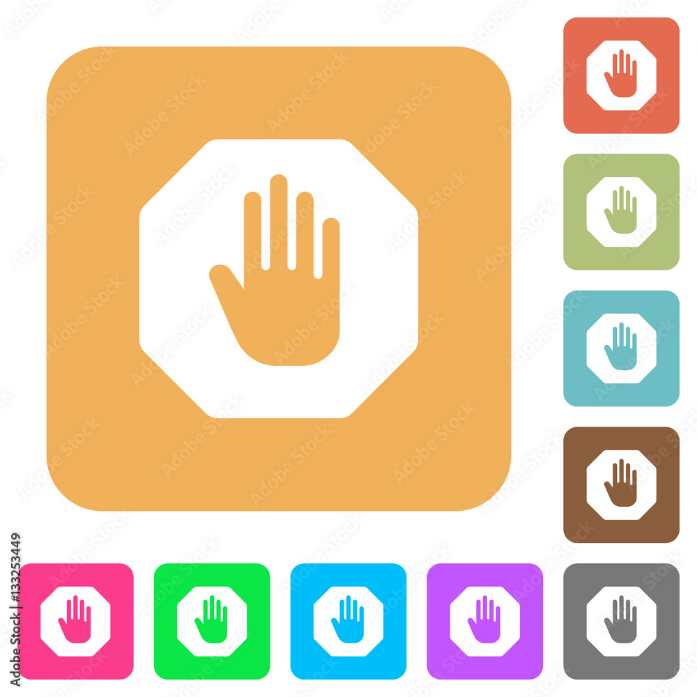 Stop sign rounded square flat icons Stop sign rounded square flat icons