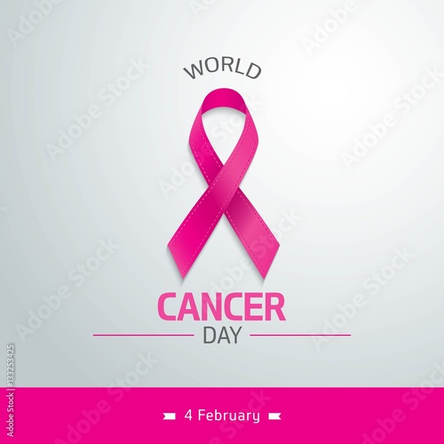 Vector illustration of World Cancer Day with ribbon. February 4