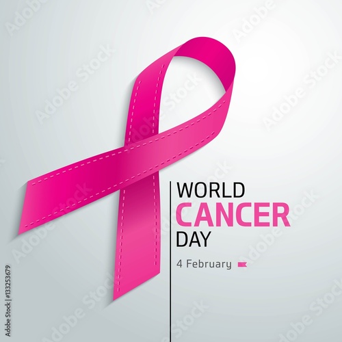 Vector illustration of World Cancer Day with ribbon. February 4