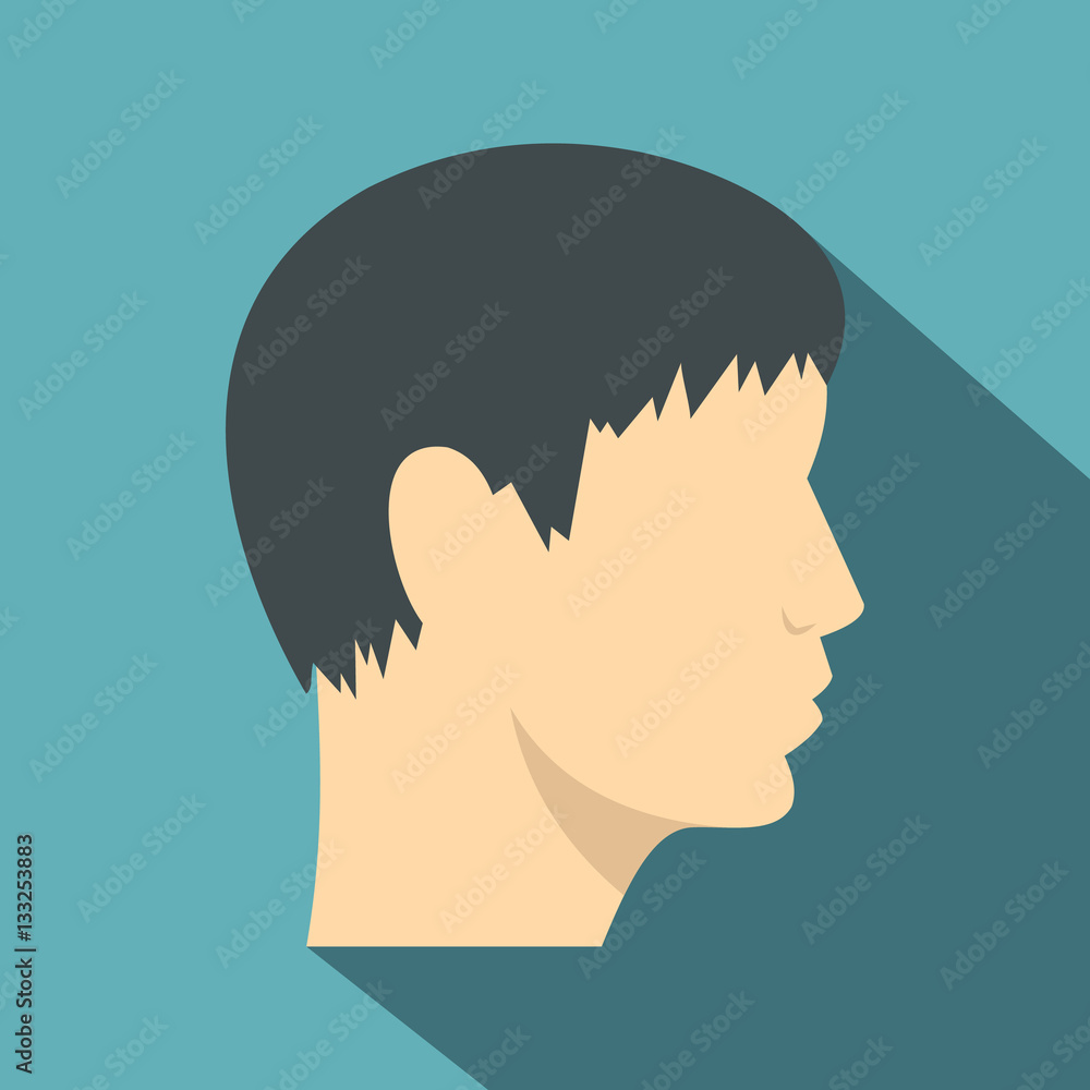 Human head, side view icon, flat style Stock Vector | Adobe Stock