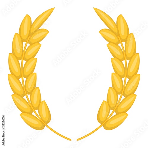 Wheat ears wreath icon, cartoon style