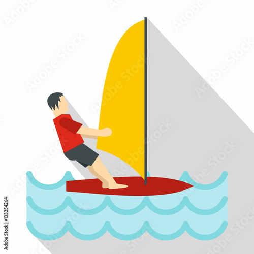 Windsurfing icon, flat style