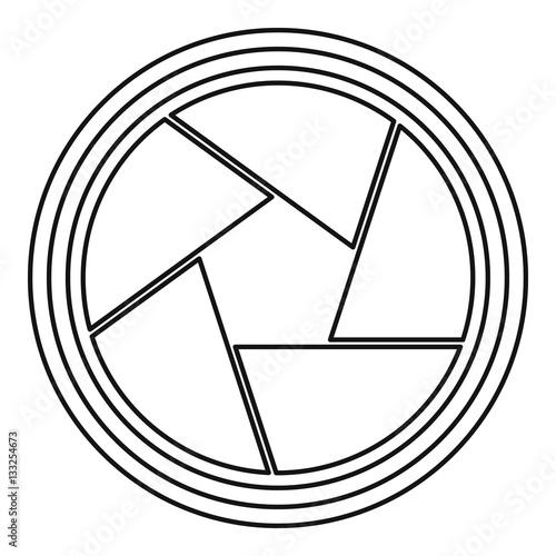 Photographic lens icon, outline style