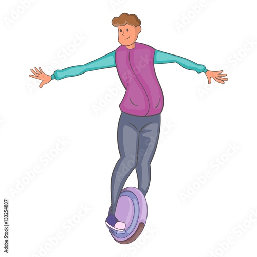 Man riding segway icon, cartoon style