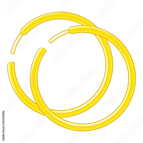 Gold earrings icon, cartoon style