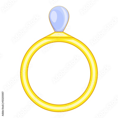 Ring with white pearl icon, cartoon style