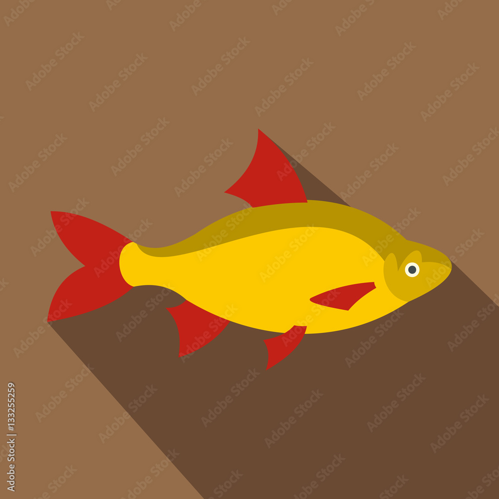 Scardinius erythrophthalmus icon, flat style Scardinius erythrophthalmus icon, flat style