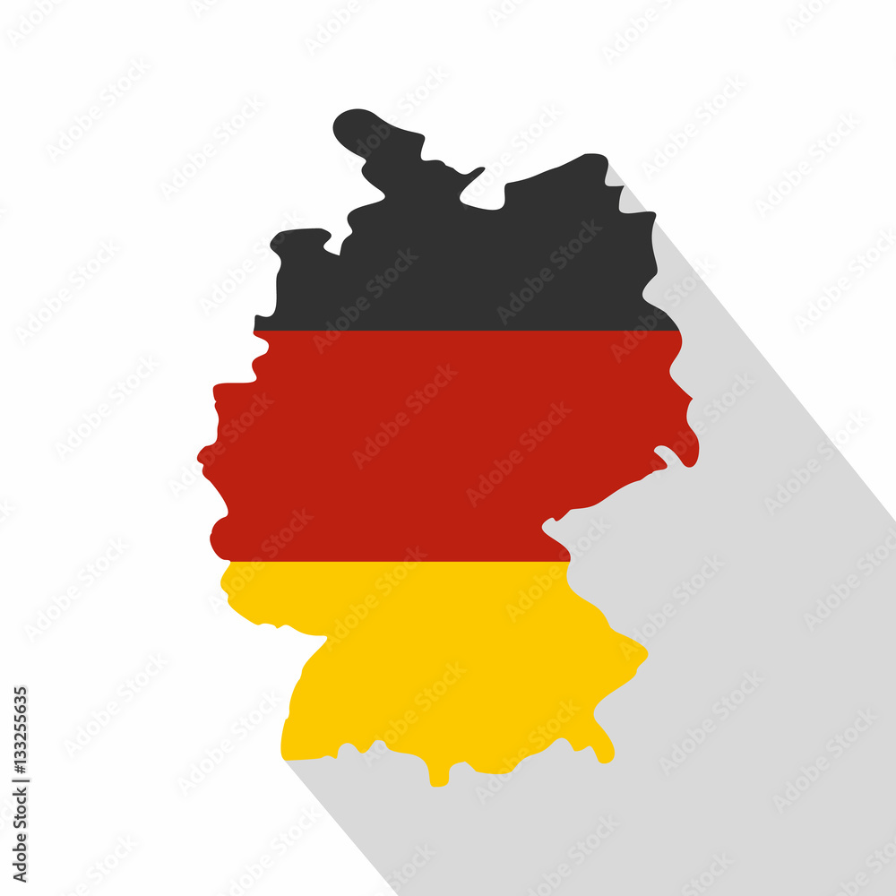 Fototapeta premium Germany map with national flag icon, flat style