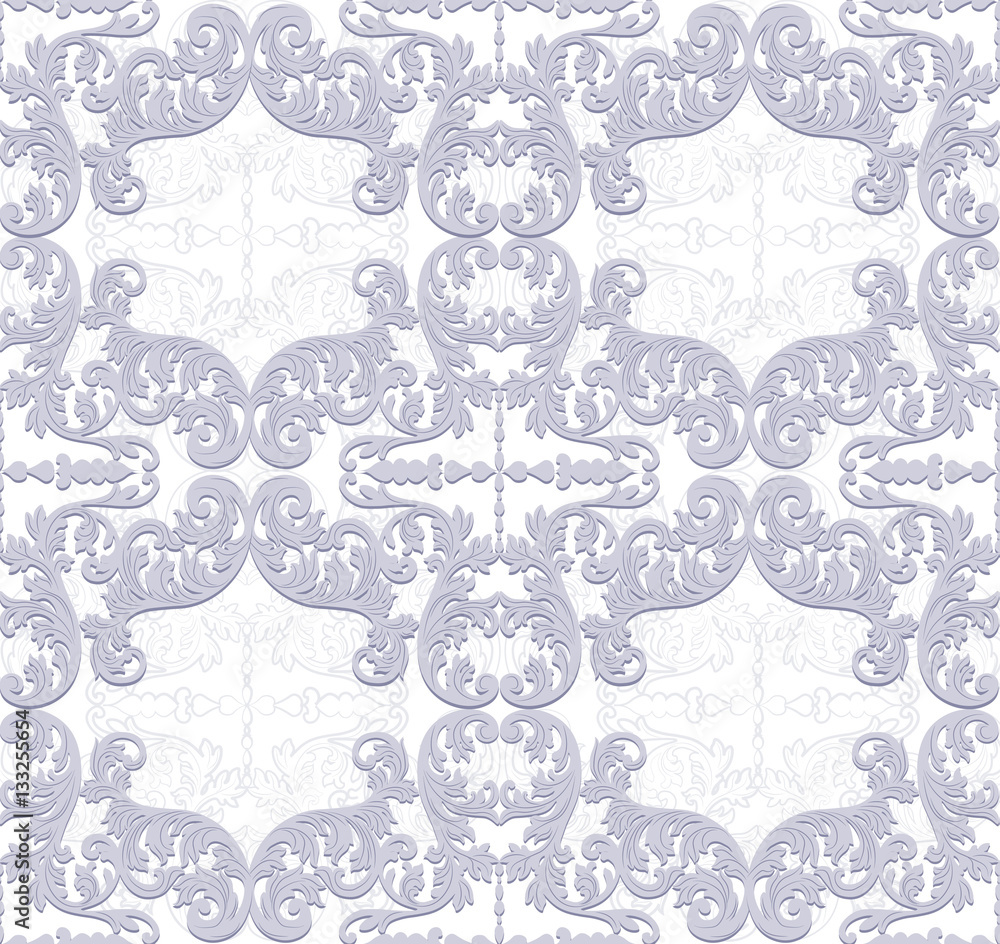 Vector Baroque Vintage floral pattern element background. Luxury Classic Damask ornament. Royal Victorian texture for wallpapers, textile, fabric ornament. Blue serenity color