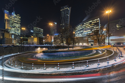 Fototapeta Naklejka Na Ścianę i Meble -  Night view of  Warsaw  Financial Center