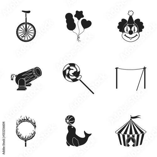 Circus set icons in black style. Big collection of circus vector symbol stock illustration